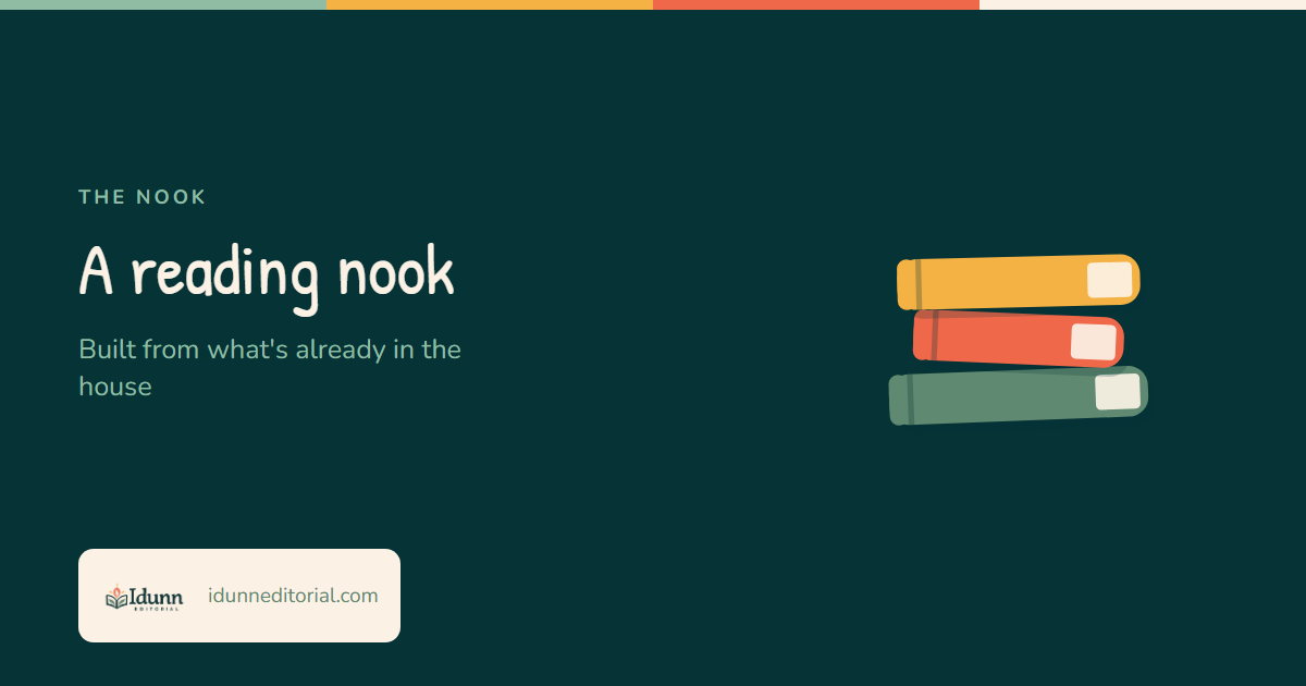 Cover of the Idunn Editorial article “A reading nook”: built from what's already in the house