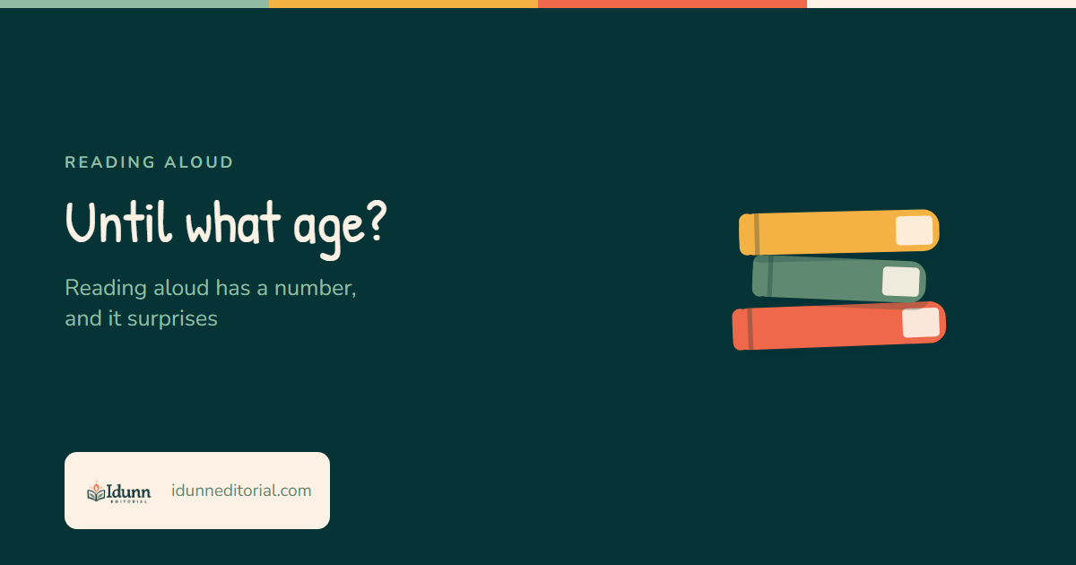 Cover of the Idunn Editorial article “Until what age?”: reading aloud has a number, and it surprises