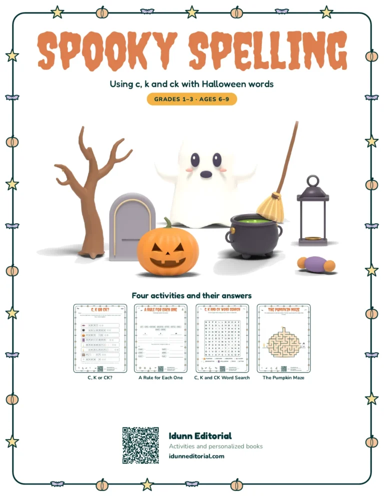 Cover of Spooky Spelling: using c, k and ck with Halloween words, grades 1 to 3