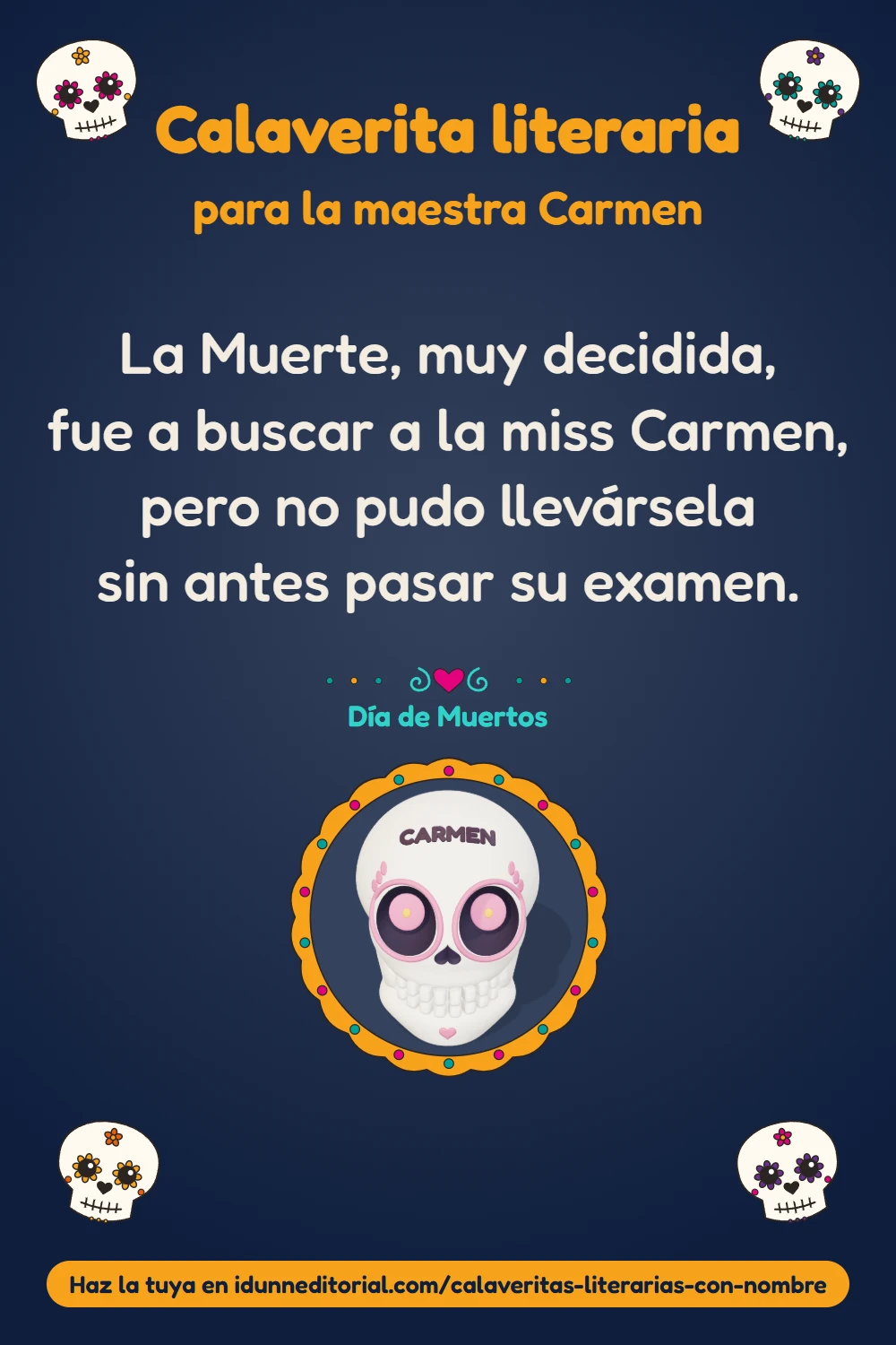 Calaverita literaria para la maestra Carmen