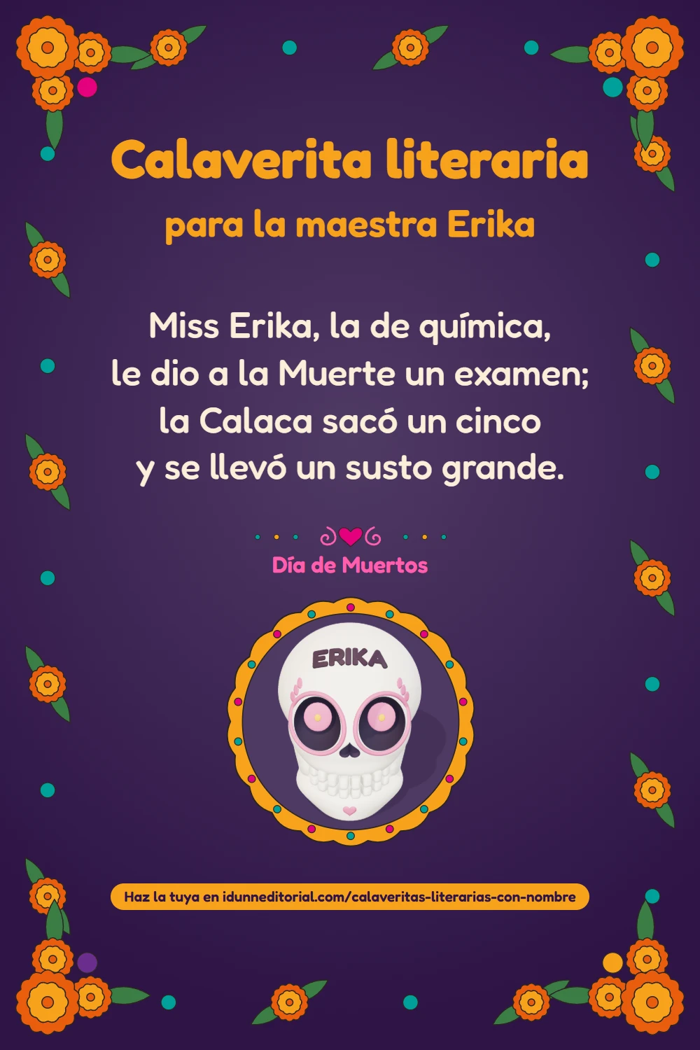 Calaverita literaria para la maestra Erika