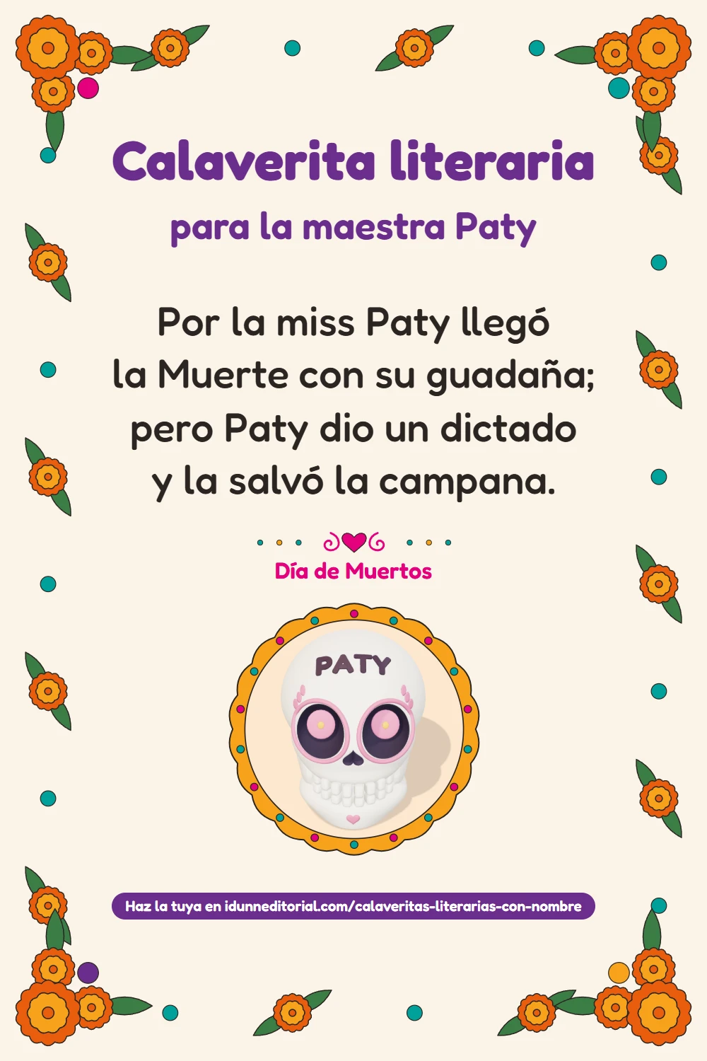 Calaverita literaria para la maestra Paty