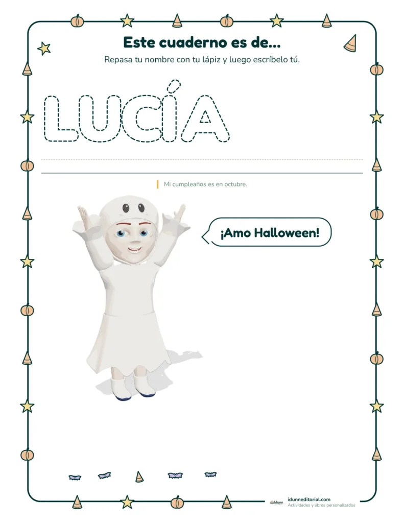 Cuadernillo de actividades de Halloween personalizado