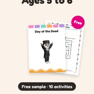 Free sample of the Day of the Dead activity book, Ages 5 to 6