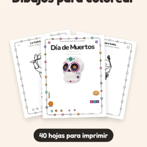 Dibujos de Día de Muertos para colorear: 40 hojas para imprimir, con la calaverita de azúcar de la portada