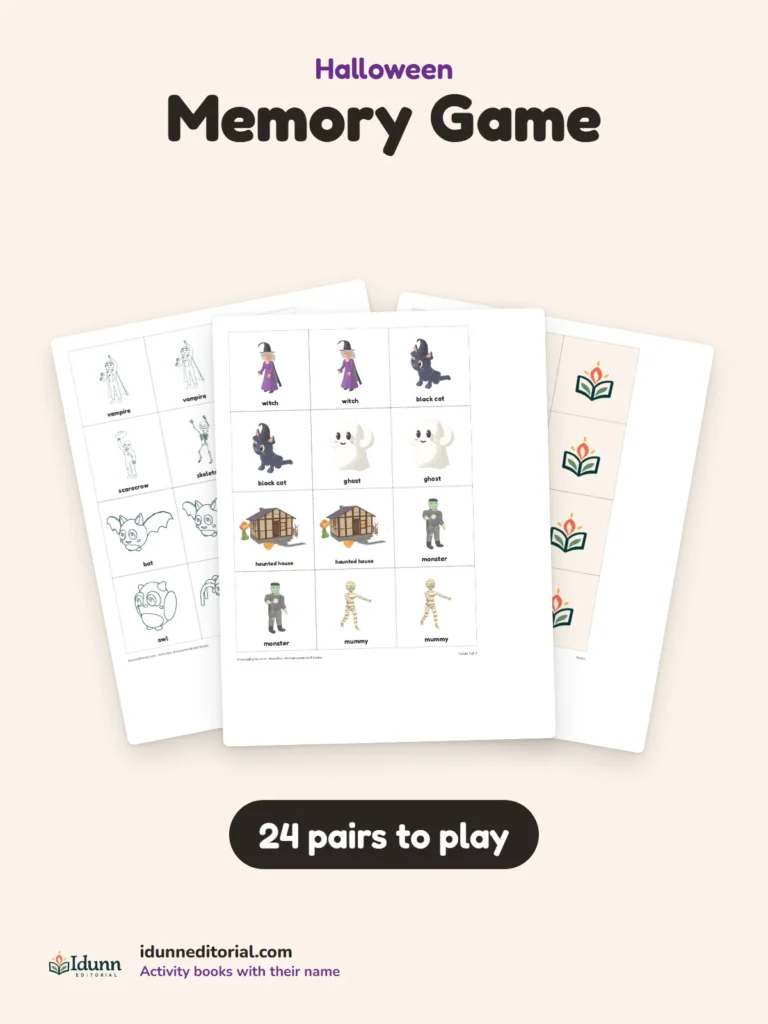 Halloween Memory Game: 24 Matching Pairs