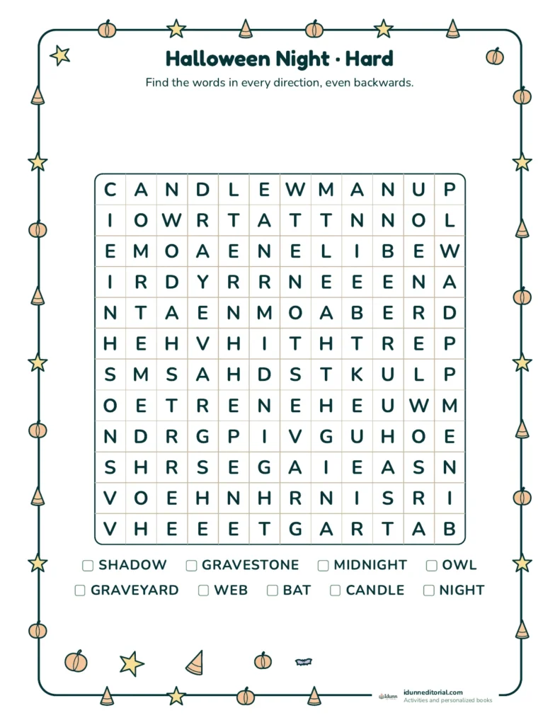 Halloween Word Search for Kids