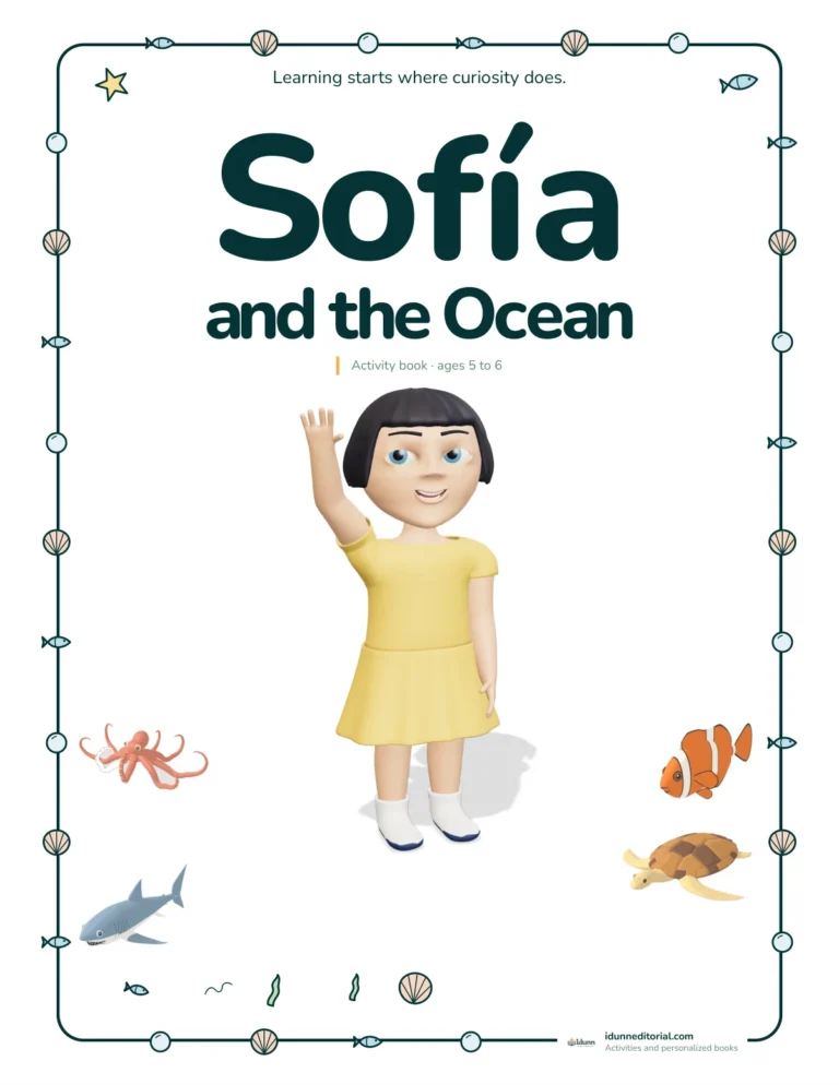 Cover of the personalized ocean activity book