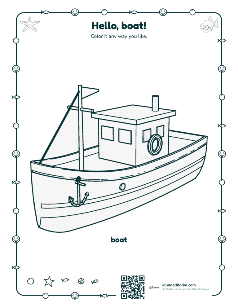 Ocean coloring page, ages 3 to 4: Color it any way you like.