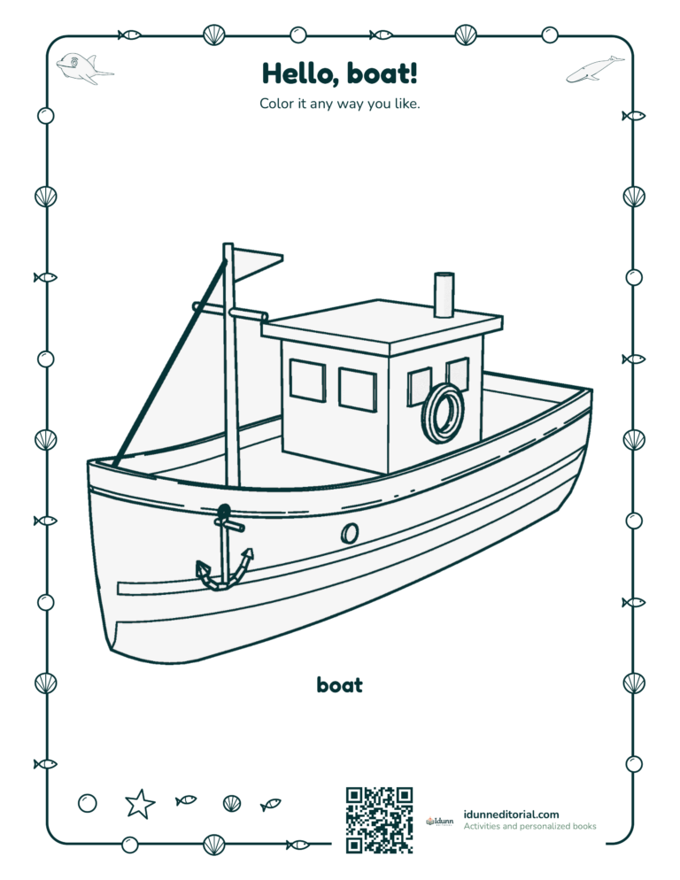 Ocean coloring page, ages 6 to 7: Color it any way you like.