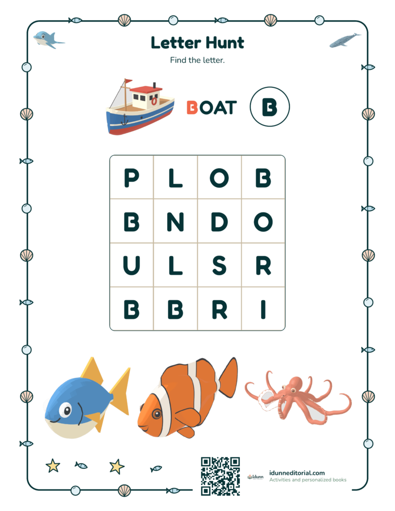 Ocean letter hunt, ages 3 to 4: Find the letter.