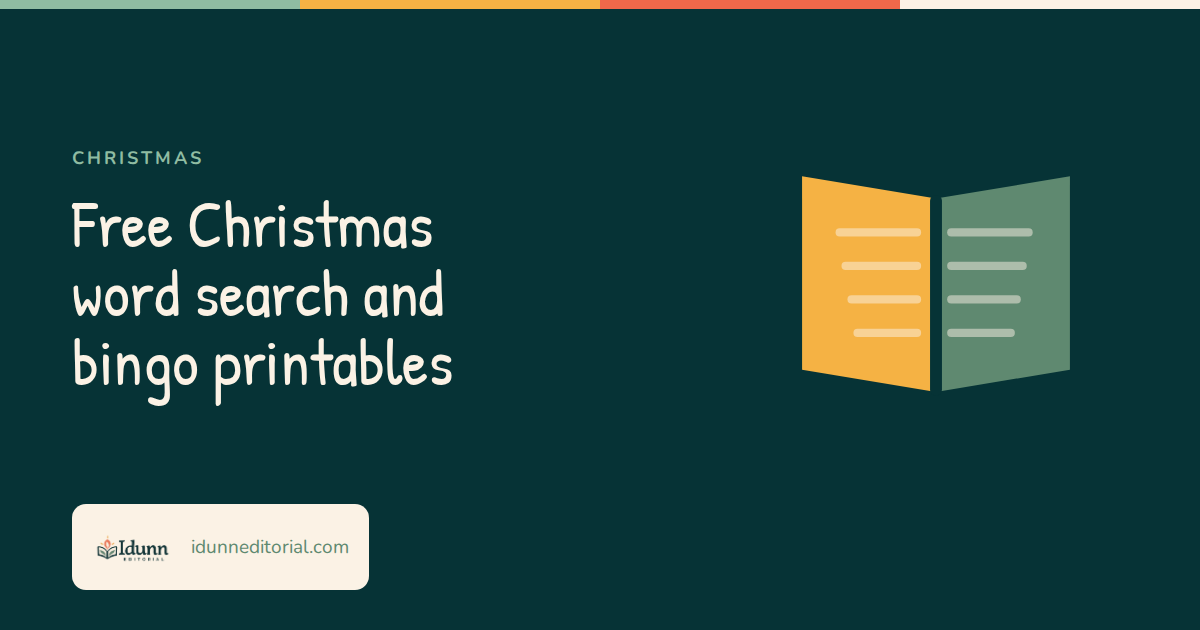 Cover of the Idunn Editorial article “Free Christmas word search and bingo printables”